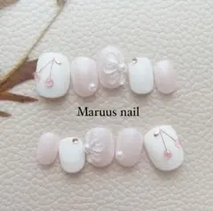 【受注製作】 ¥1900\おまとめ割有り/さくらんぼぷっくりネイルチップ