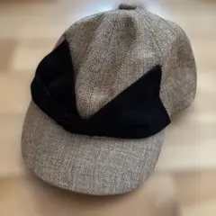 リボン付き　ブラウン系キャップ サイズ52cm