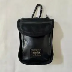 【美品】PORTER 吉田カバン ポーターカラビナ付き マルチポーチ ブラック