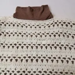 【お値下げ】手編みベスト　ゆったりサイズ　Xmasプレゼント　クリーム色