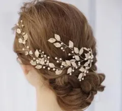 ヘッドドレス小枝パールアンティークブライダルヘアアクセサリーパーティー髪飾り前撮