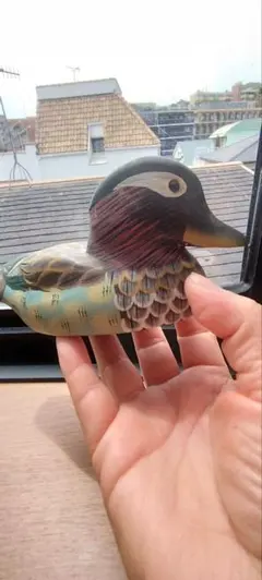 木彫り カモ 置物 デコイ ハンドペイント - メルカリ