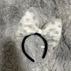 ミニー　水玉リボン　カチューシャ　白