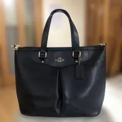 ［良品］COACH NEW YORK ハンドバッグ　トート　2way ネイビー系