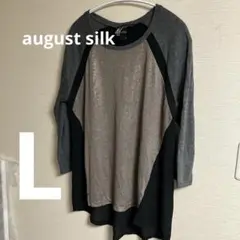 august silk【 L】ラグランTシャツ グレー ベージュ 黒