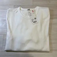 UNIQLO ソフトリブクリーネックリブ　Tシャツ 長袖　ホワイト　レディースM