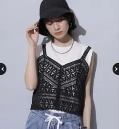 Arpege story クロシェレースキャミ ブラック 試着のみ