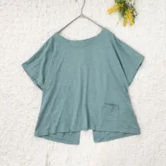 ゴールデンベア　前後アシンメトリーデザイン バックボタンTシャツ　緑 Mのサムネイル