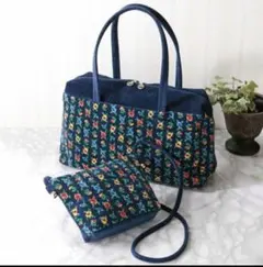 フェイラー カリーナ 巾着ショルダーバッグ ネイビー CA 