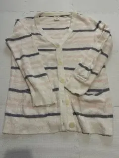 ジェラピケ　ストライプカーディガン Vネック