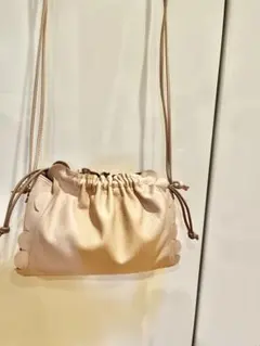 LUDLOW ラドロー スカラップ 巾着 ショルダーバッグ レザー グレー
