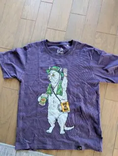 go slow caravan 猫　ビール　プリント Tシャツ パープル Mのサムネイル