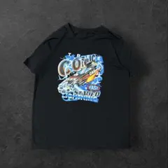 レーシングTシャツ STAGED LIGHTING 稲妻 黒 古着アメカジ