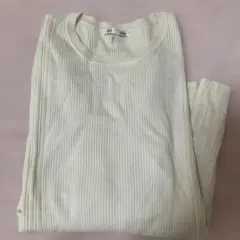 GU アイボリー リブ編み 長袖ニット L