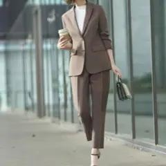 ルイルエブティック スタイリッシュビジネススーツパンツセット モカブラウン LL