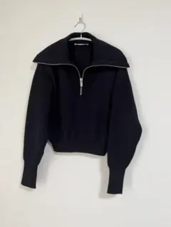 ZARA ドルマンスリーブハーフジップ ニット ネイビー