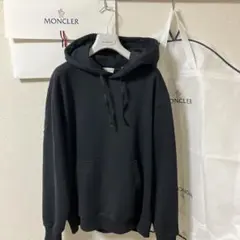 モンクレール Moncler ブラックフード付き ハーフジップパーカー サイズL