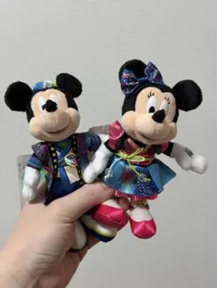 ぬいぐるみバッジ ミッキー ミニー ディズニーランド夏祭り