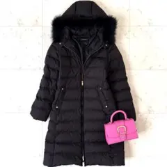 美品　ユナイテッドアローズ　 撥水 ロングダウンジャケット フォックスファー　黒