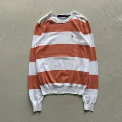 00s ralph lauren sport ボーダー ニット オレンジ 白 S