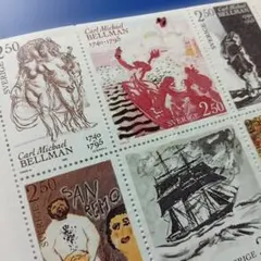 10094 外国切手 スウェーデン 1990年 詩人作品絵画デザイン 切手帳