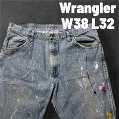 【一点物】Wrangler ペンキ加工 ビッグサイズデニム W38 L32のサムネイル