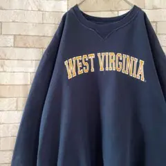 スウェット センター刺繍 WEST VIRGINIA 裏起毛 ネイビー 紺