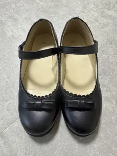 黒 リボン付き フォーマルシューズ 21cm