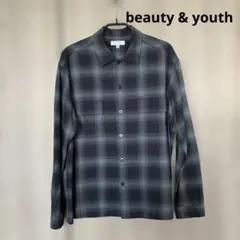 men's BEAUTY & YOUTH グレーチェック柄シャツ XS
