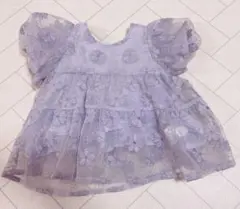 匿名配送 petit main 花柄 オーガンジートップス 90cm チュニック