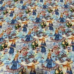 ‪ஐ‬⋆*ティーパーティー アリス ブルー生地約45×110