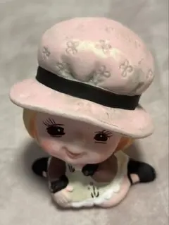 K.K.JAPAN 加藤工芸 テラコッタ 女の子 貯金箱 置物　昭和レトロ