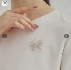 OPAQUE.CLIP メタル＆フェイクパール ブローチ ゴールド