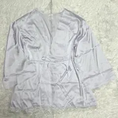 【美品】ジェラートピケ サテンガウン ラベンダー ルームウェア