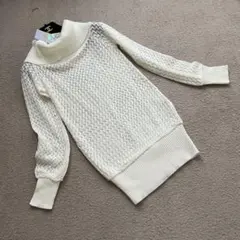 未使用タグ付き　セシルマクビー　ハイネックニット　ラメ　シースルー　ホワイト