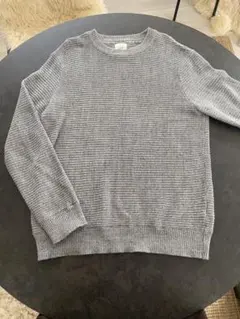 H&M グレー リブ編み クルーネックニット