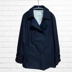 GLACIER ネイビー トレンチコート ダブルブレスト　Lサイズ