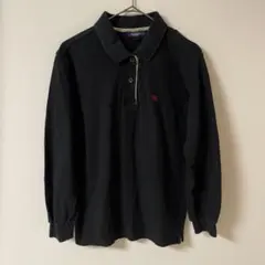 バーバリーロンドン　長袖ポロシャツ　ノバチェック　ホース刺繍　ブラック　サイズM