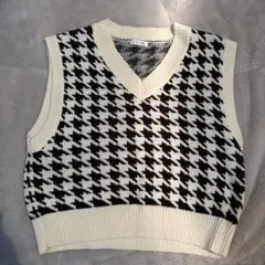 ハウンドトゥースニットベスト