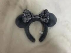 ディズニーリゾート スパンコール ミニー カチューシャ グレー