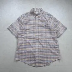 【美品】Brooks Brothers 半袖BDチェックシャツ 刺繍 L