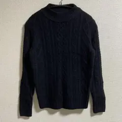 【無印良品】ケーブル編み ハイネックニット 長袖 黒 ブラック ✨美品✨Ｓ