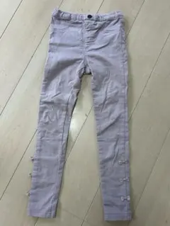 薄紫色 ボタン付き ロングパンツ