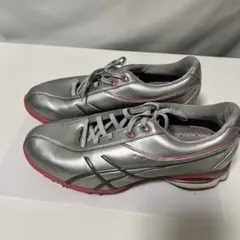 24.5 アシックス ゴルフシューズ シルバー×ピンク TGM904 レディース