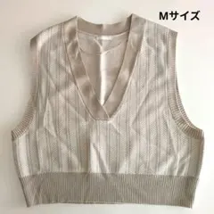 GU　ジャカード クロップド ニットベスト　Mサイズ