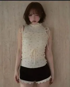 トップス andmary Rosie flower knit tops PNK トップス andmary Rosie flower knit tops ANDMARY】Rosie flower knit