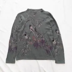 美品 ラファエル RAPHAEL 薄手ニット 総柄 ウールセーター M 鳥