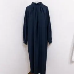 M-PREMIER エムプルミエ　ネックフリルギャザーワンピース　36 M-PREMIER エムプルミエ ネックフリルギャザーワンピース 36 - メルカリ