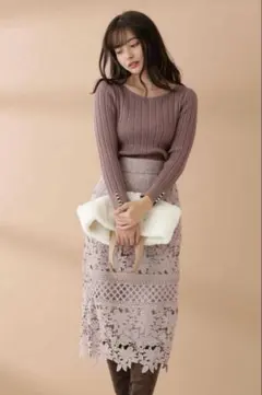 美品 プロポーションボディドレッシング 切替レースタイトスカート Sサイズ