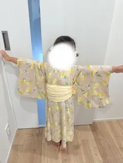 petit main プティマイン レモン柄 浴衣 キッズ用